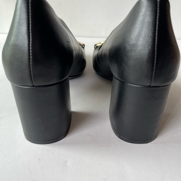 New Size 9 Anne Klein Horsebit Heel Larkin Pump Classic Leather Gold - Picture 10 of 11